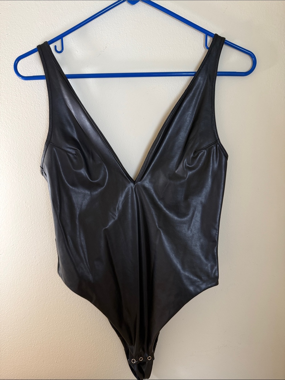 Honey Birdette Emily Faux Leather Black Bodysuit sz. S